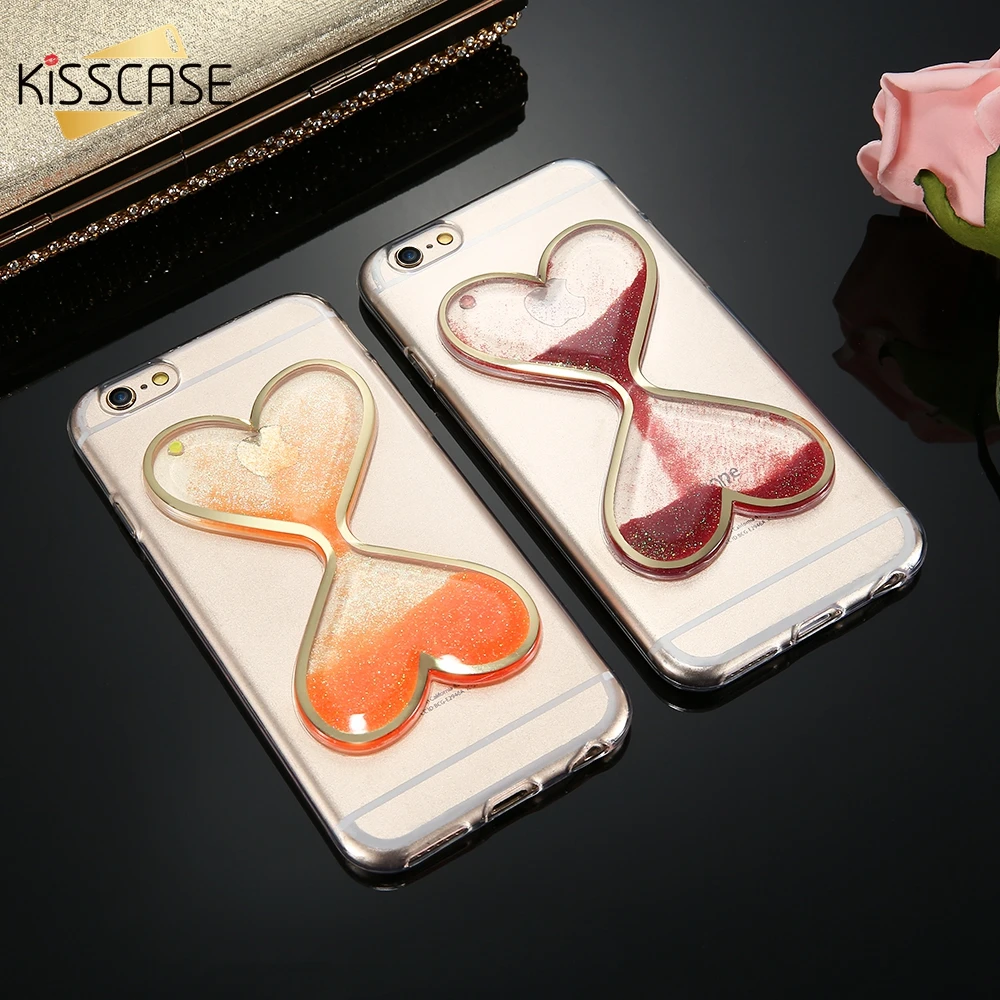 Kisscase девчушки Quicksand чехол для iPhone 6 S 7 Красочные четко TPU плюс блеск Телефонные