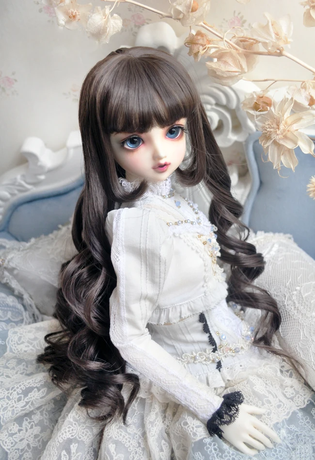 BJD SD кукла льняной коричневый высокотемпературный провод волос парики 1/3 1/4 1/6 BJD Европейский стиль ленты короткие вьющиеся волосы