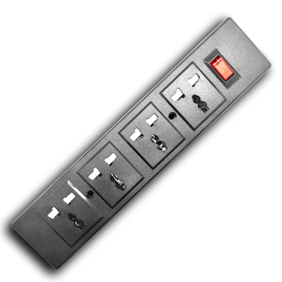 Черный Блок питания PDU с 4 разъемами, универсальная розетка 2500 Вт, защита от перегрузки, безопасный переключатель, удлинение затвора C13, розетка IEC60320 C14 - Цвет: Черный