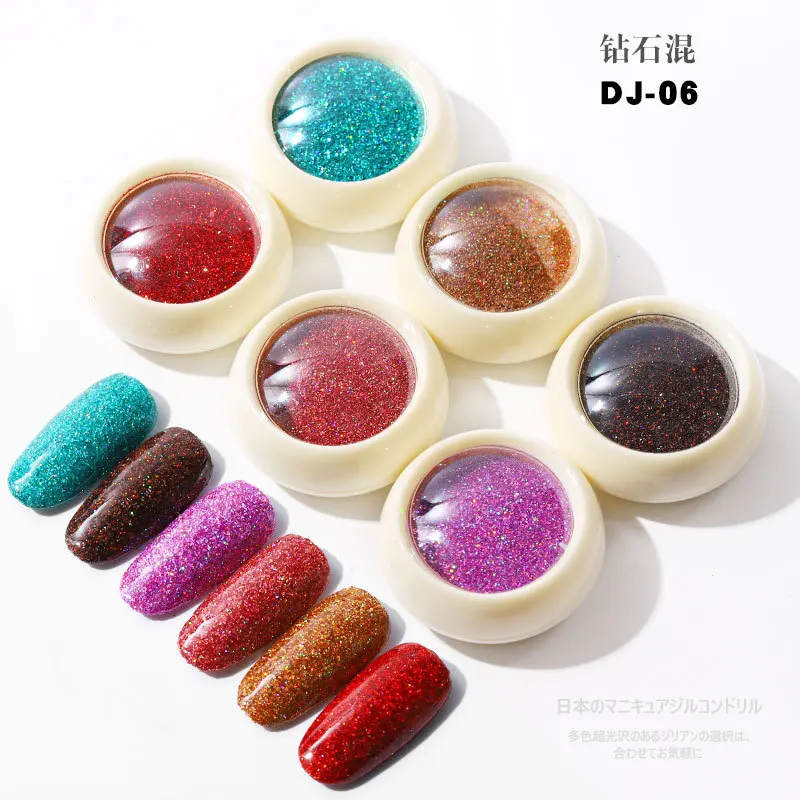 DJ06 6 шт голографическая ногтей Русалка Мерцающая Снежинка блестящие 3D шестиугольник красочные блестки пудра Маникюр украшения для ногтей - Цвет: DJ06