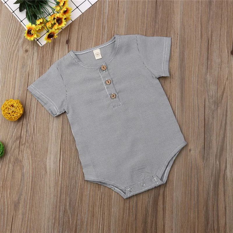 

Summer Newborn Baby Boys Girls Clothes Short Sleeve Striped Bodysuit Cotton Jumpsuit Playsuit Clothes Outfits