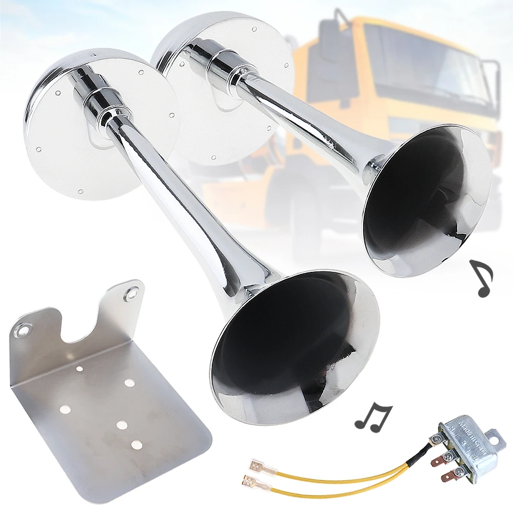 Супер громкий металлический трахеальный Электрический клаксон с двойной трубой