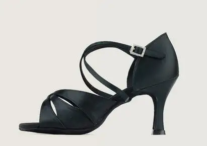 Black heel 75mm Обувь для латинских танцев женская обувь для сальсы BD 2363 Обувь для бальных танцев из натурального импортного атласа обувь сумка с мягкой подошвой Нескользящая обувь для латинских танцев Лидер продаж - Цвет: Black heel 75mm