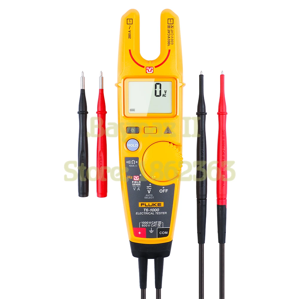 Fluke T6-1000 Бесконтактный AC True RMS напряжение/ток клещи с Гц, тест сопротивления
