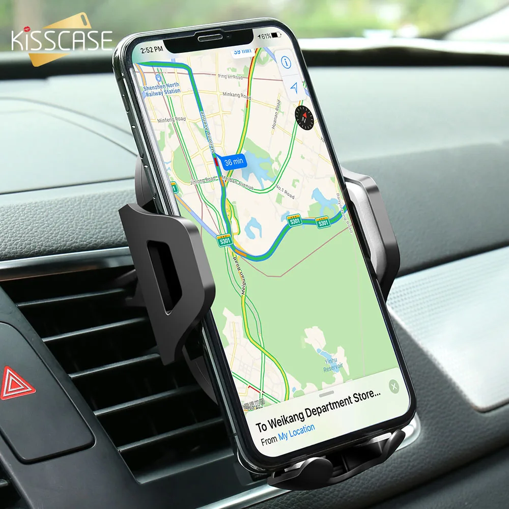 Kisscase автомобильный держатель телефона для iPhone XR XS Max 6 6 S плюс антигравитации Air Vent держатель телефона клип телефон Подставка для Xiaomi A2 Lite Redmi Note 6 Pro 5 Поко F1 чехол на Huawei P20 Lite Mate 20