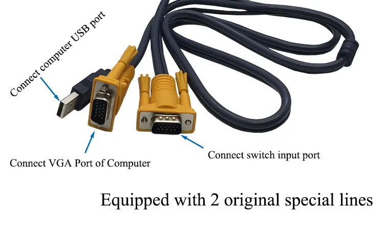 IT-well 2 порта KVM переключатель управления 2 ПК Хост 1 Набор USB клавиатура мышь и VGA монитор мульти ПК управление оригинальным кабелем