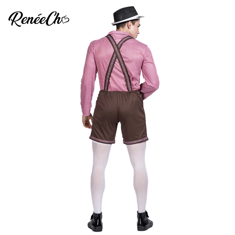 Reneecho костюмы на Хэллоуин для взрослых мужской костюм Lederhosen Косплей традиционный