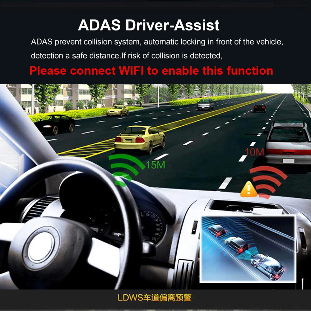 Автомобильный видеорегистратор с сенсорным IPS экраном 7 84 дюйма GPS Bluetooth Wi Fi ADAS|dash