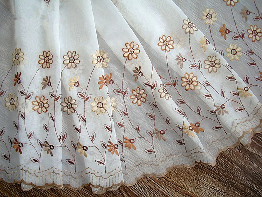 Роскошная занавеска на дверь с вышитыми цветами белая окно кофейная для дверей