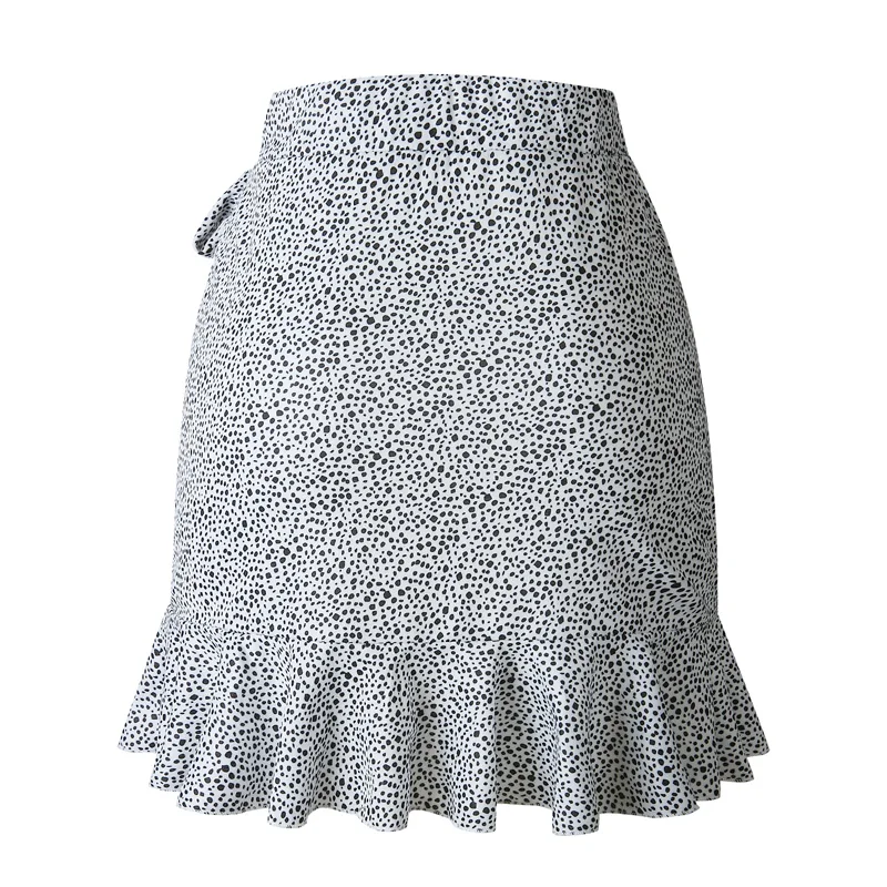 

Summer Women Skirts Leopard Print Mini Skirt Sweet Lace Up Short Skirts High Waist Boho Beach Skirt 2019 WHOLESALE