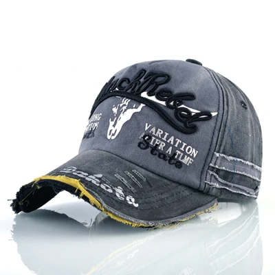 Унисекс snapback Шапки мужчин из стираного денима папа шляпа хлопок кости вышивка Бейсбол Шапки женщин солнцезащитный козырек Хип-хоп шляпы Casquette - Цвет: Серый