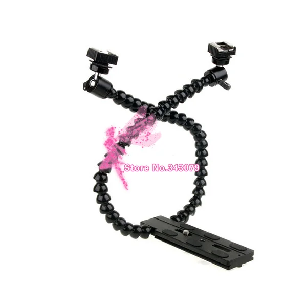 Аксессуары для фотостудии гибкий двойной кронштейн вспышки с двумя ручками