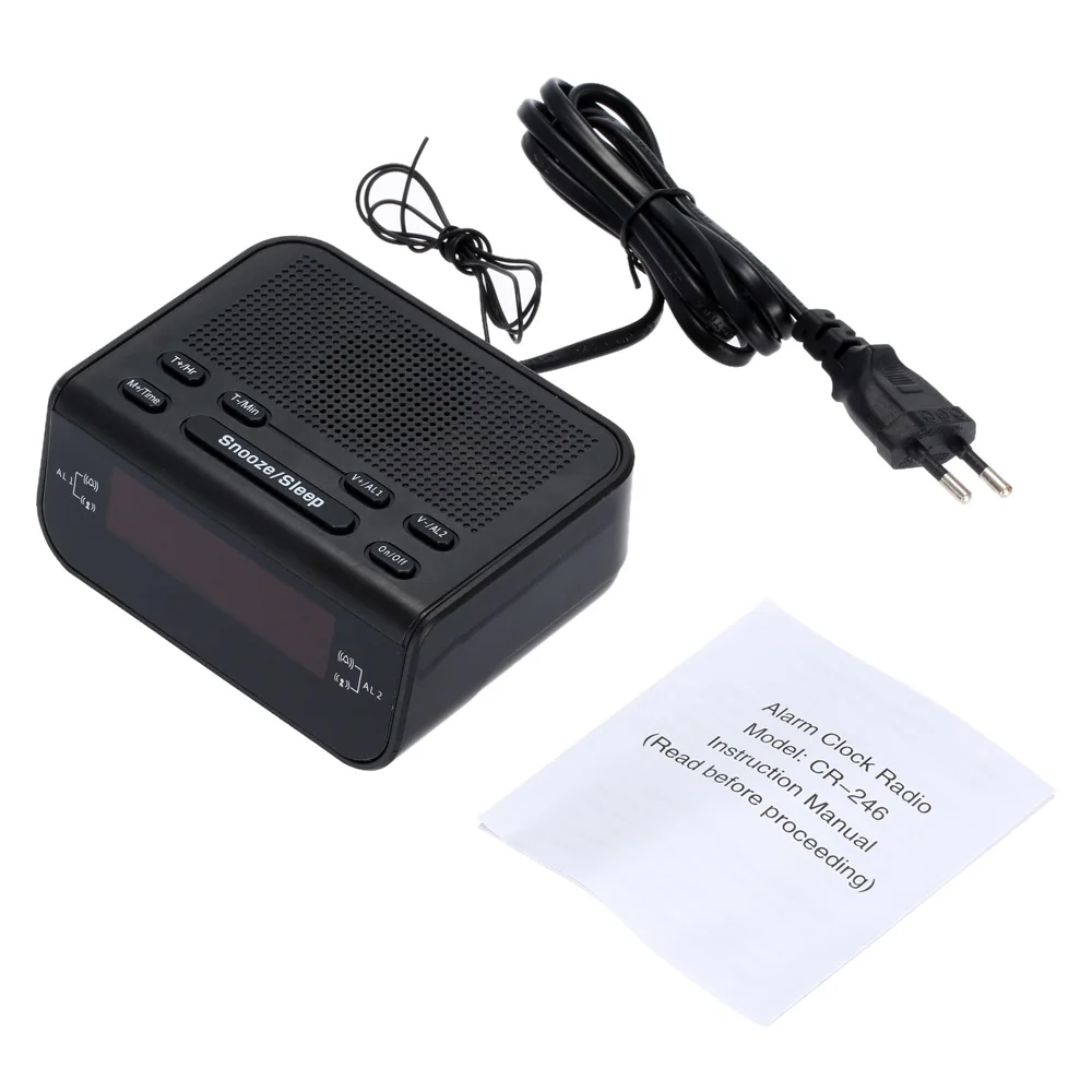 Современный дизайн компактный цифровой Будильник FM радио с двойным будильником