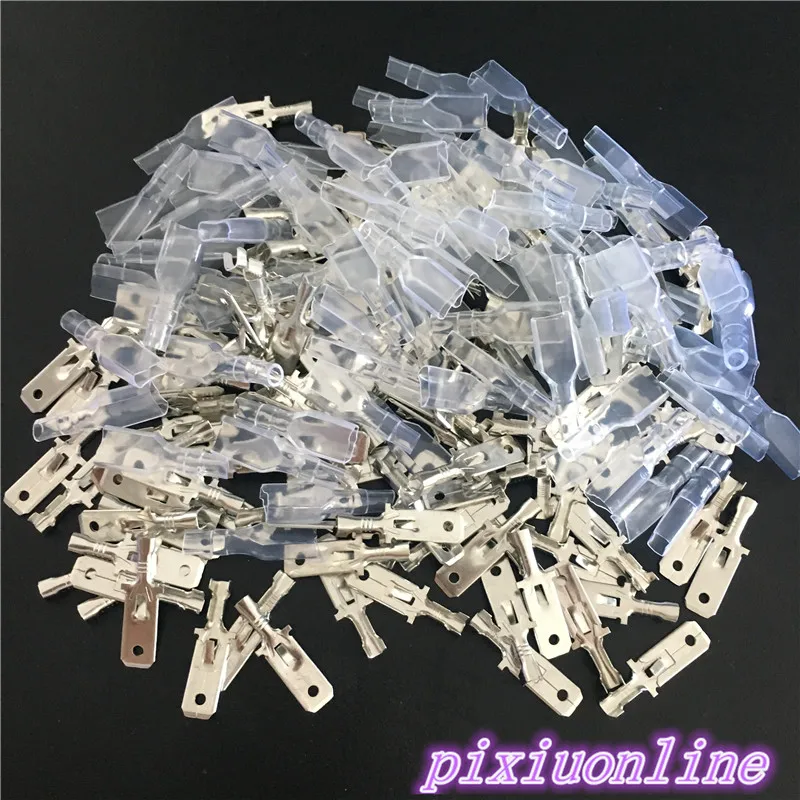 100PC YT1799Y Cold Pressed Terminals 6.3 mm Male Connector+Sheath Tab Nickel-Copper High Quality On Sale | Обустройство дома