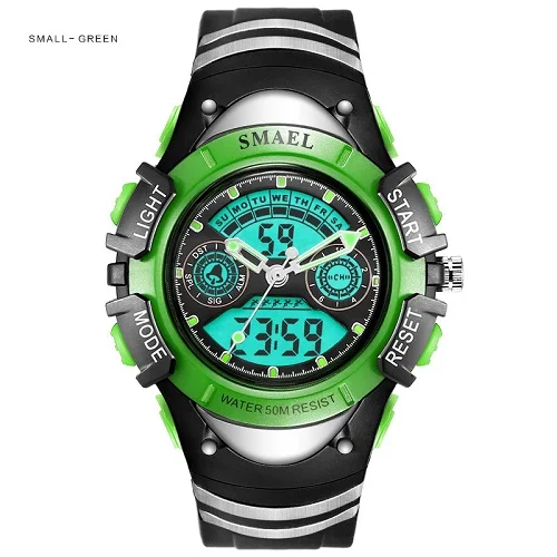S Green SMAEL детский светодиодный дисплей цифровые часы 30 м водонепроницаемые детские спортивные часы многофункциональные электронные студенческие наручные часы для мальчиков и девочек - Цвет: S Green