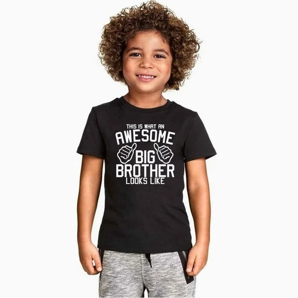 Это потрясающая футболка для девочек с надписью Big Brother Look Летняя одежда Модные