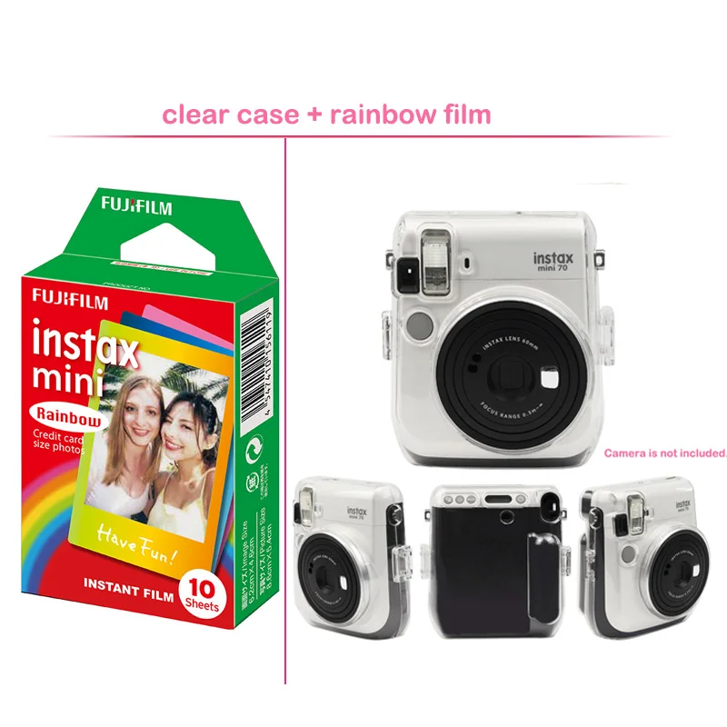 Geniune Fujifilm Instax Мини мгновенная пленка Радуга с защитной из искусственной кожи чехол для камеры Сумка для Fuji Instax Mini 70 камера