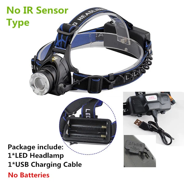 No Sensor USB 01 10000LUMS IR сенсор налобный фонарь T6 индукционный USB Перезаряжаемый фонарь светодиодный налобный фонарь 18650 - Испускаемый цвет: No Sensor USB 01