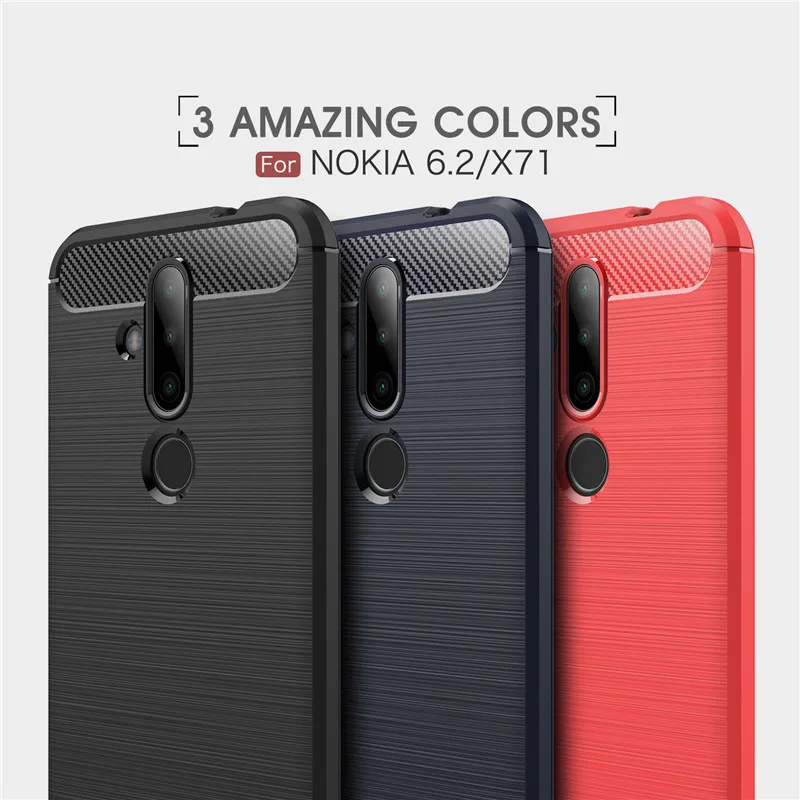 Для Nokia X71 чехол 6 2 противоударный матовый мягкий бампер из углеродного волокна