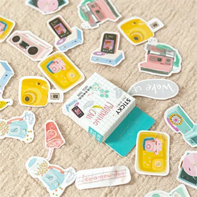 45 шт./кор. канцелярские наклейки парным DIY перо липкий Бумага Kawaii закуски растения наклейки для украшения дневник в стиле Скрапбукинг - Цвет: J