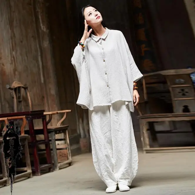 Женские хлопковые льняные рубашки блузки с отложным воротником и рукавами