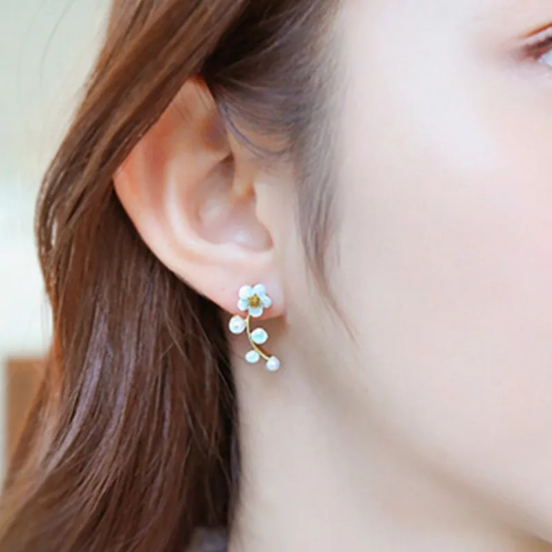 Серьги-гвоздики для женщин 2017 Brincos Boucle d'oreille Bijoux Crystal имитация жемчуга цветок