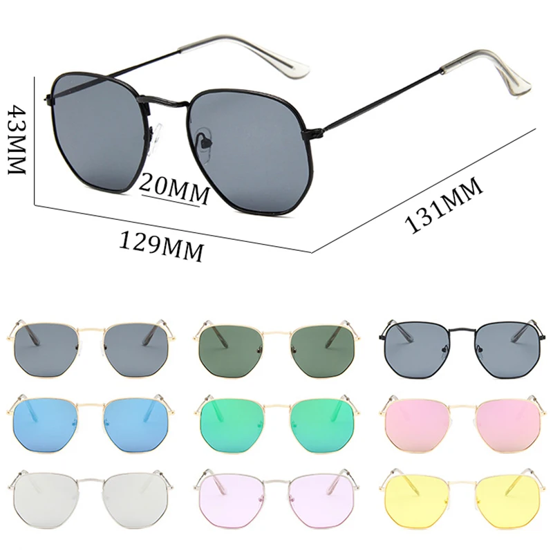 Psacss NEW Metal Square Sunglasses For Men Women Clear Rainbow Color Sun Glasses Vintage Brand Designer gafas de sol mujer UV400 |