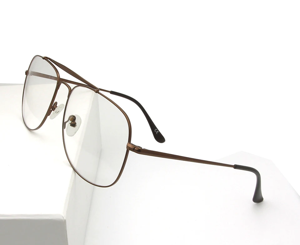 pilot eyewear brown Сплав металла оптические очки кадр Для мужчин негабаритных очки Для женщин очки пилота оправы для оптических очков полный обод люнет De Vue - Цвет оправы: pilot eyewear brown
