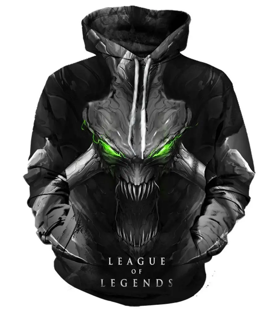 LOL-217 Hoodie Sweatshirt 3d Print Hoodies League of Legends Men Women Autumn Loose Thin Skull 3D Sweatshirts Mens Pullover Lovers Gift - Цвет: LOL-217