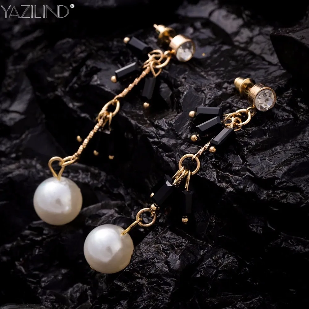 YAZILIND Ethnic Bohemia Tassel Charms Vintage Large Drop Dangle Earrings for Women Black Crystal Ear Brand Jewelry Bijoux | Украшения и