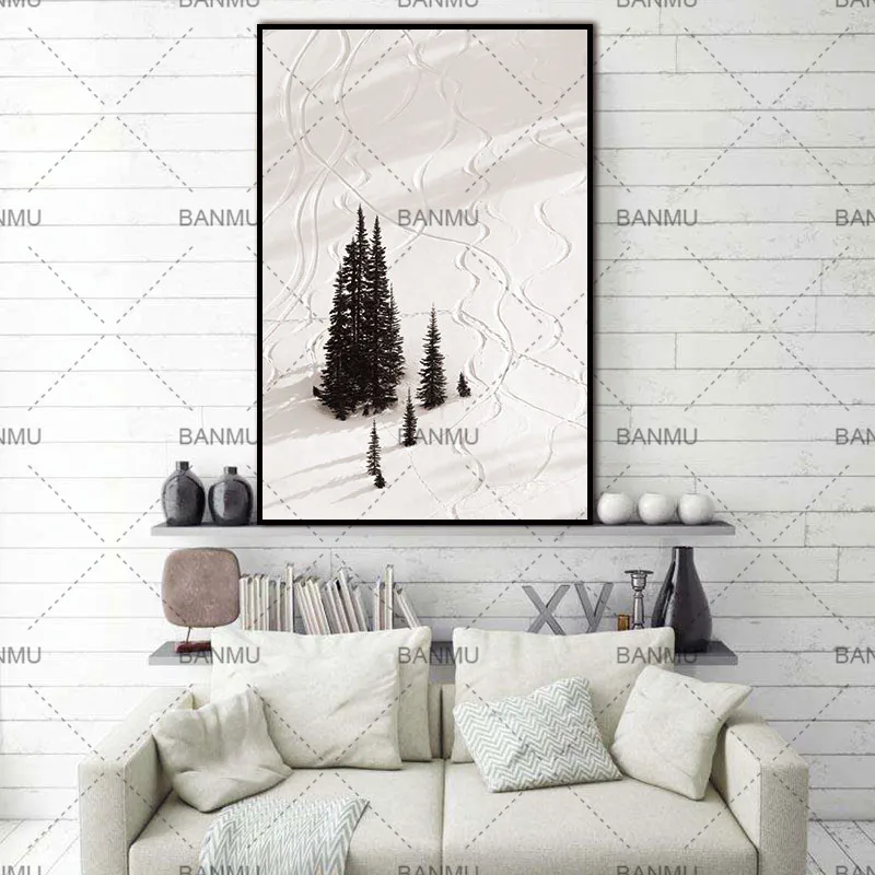 

Nordic Snow Tree Landscape Natural Abstract Wall Pictures Art Decoration Pictures Scandinavian Canvas Painting Prints No Frame