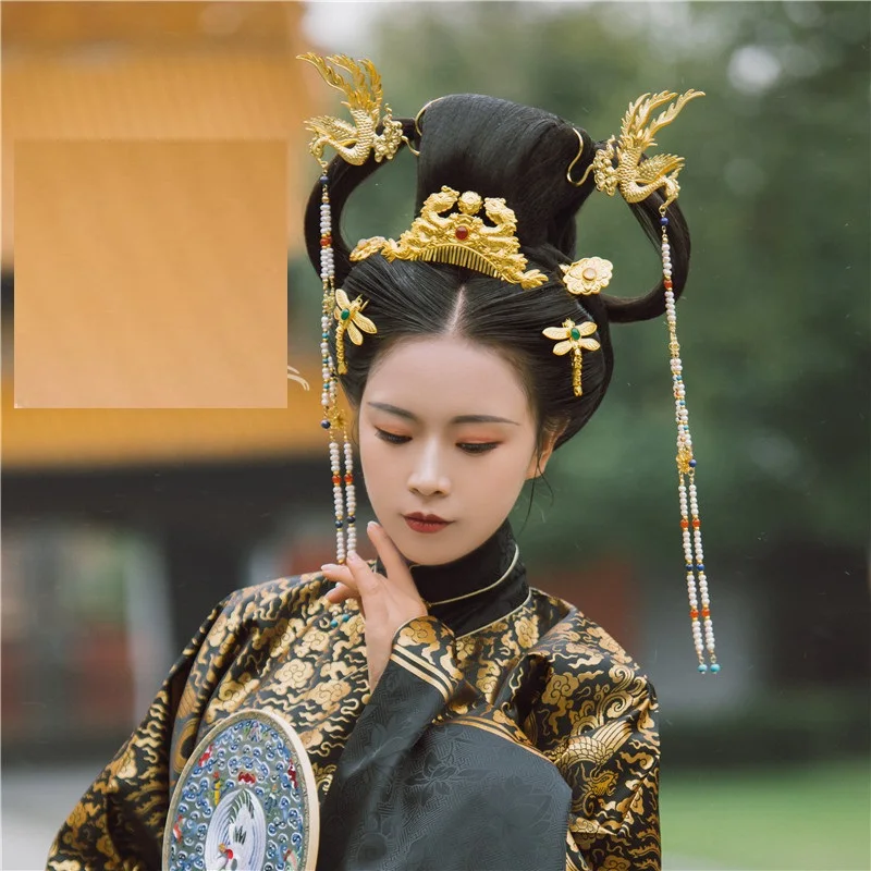 LYZ Tao Hua Du Ming искусственные волосы китайская винтажная ручная резьба головной убор