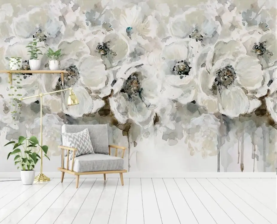

3D Nordic Rose Flower Wallpaper Mural Hand Oil Painting Wall Papers Contact Paper Wall Murals Decals Wall Paper Rolls Custom