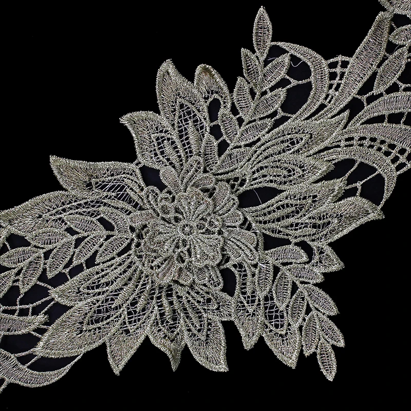 10 ярдов 3D золотая металлическая отделка Кружевная аппликация вышивка цветочное