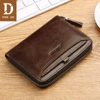 dide 2018 new design genuine leather fashion female purse zipper cash photo holder wallet for woman wallet men brand 710