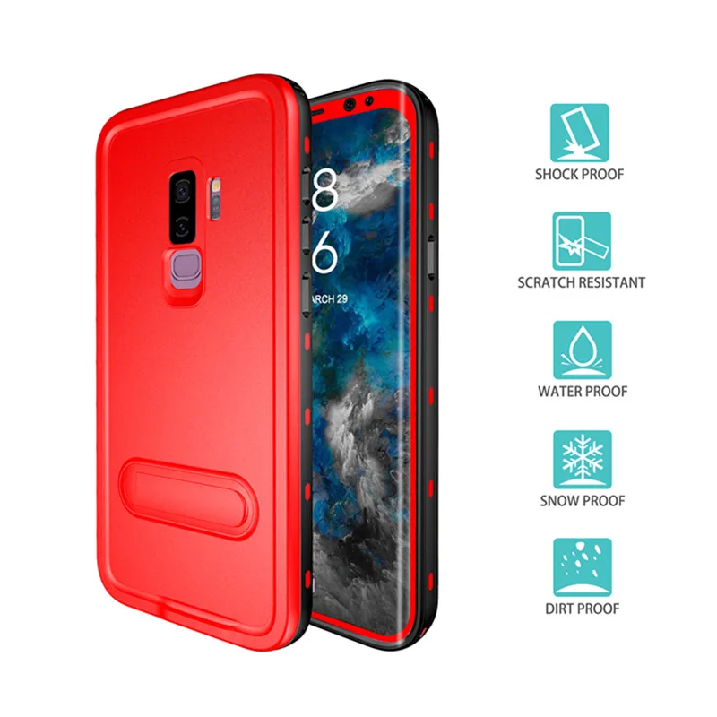 Red Водостойкий Чехол для Samsung Galaxy S8 9 плюс крышка 360 полная защита противоударный Броня Открытый Дайвинг Плавание телефонные чехлы - Цвет: Red