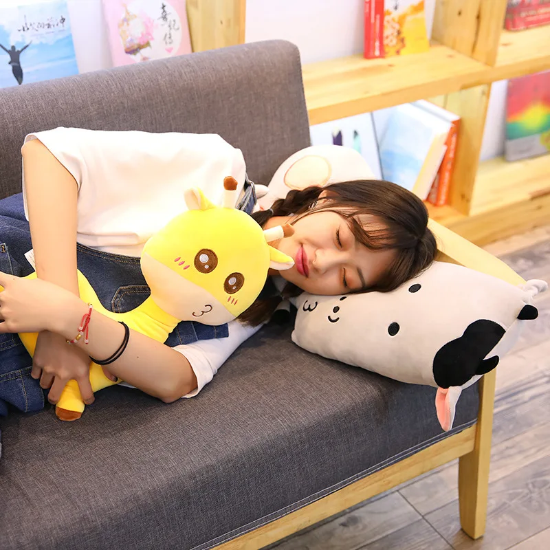 45cm/65cm Funny Giraffe&ampCow&ampMonster&ampHedgehog&ampBear Plush Pillow Soft Cute Cartoon Animal Stuffed Toys Bed Cushion Doll Kids Gifts |