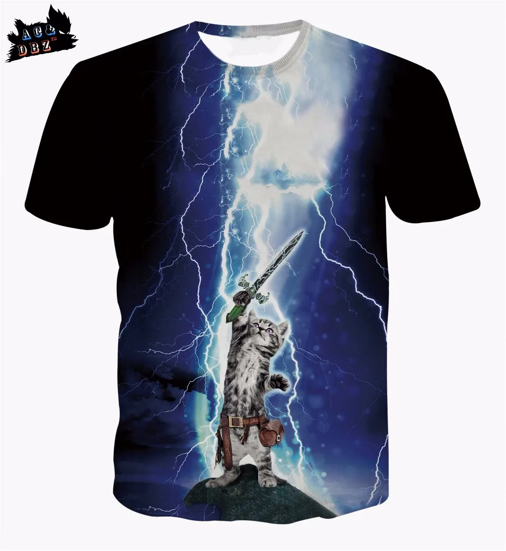 AC &amp DBZ Новые мужские и женские топы футболки воины кошки молния 3dT рубашка Летняя