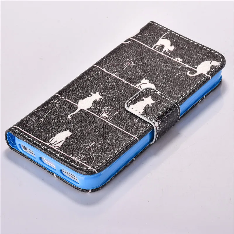 KINBOM симпатичный кошелек чехол для Iphone 5c 5S Se Мультфильм Пейзаж Pattern Shell 6s p Touch 5 6 из