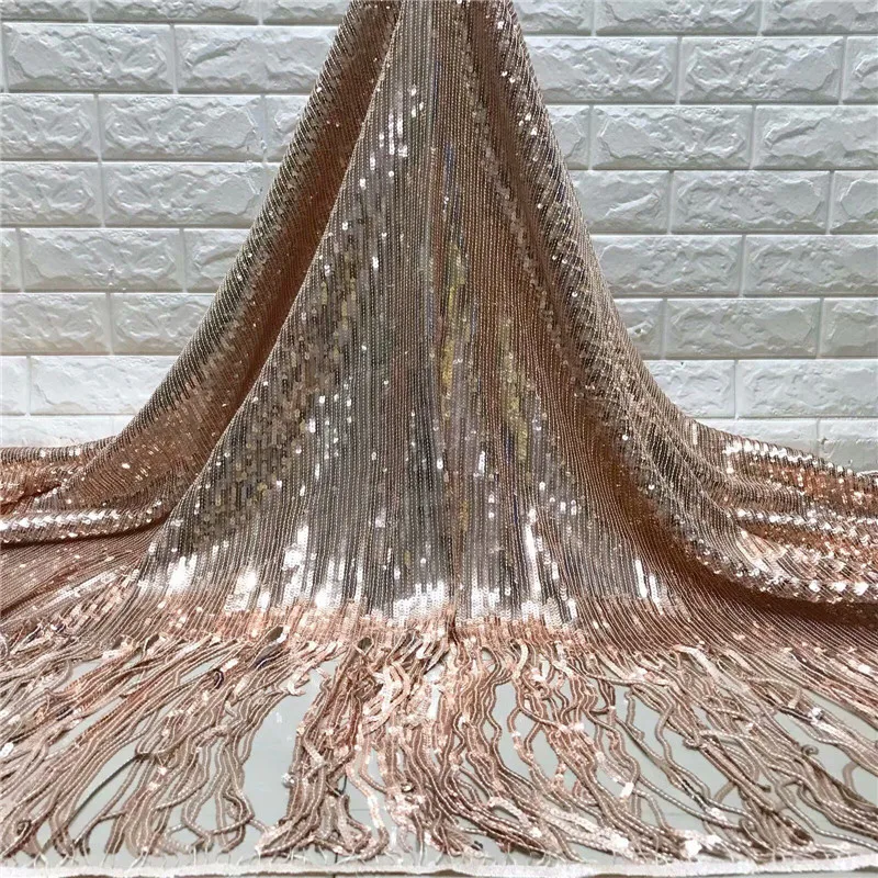 

For Big sale!Full of wonderful sequins design Tulle dress fabric with Tassels AF81 New arrival Free shipping French Lace Fabric