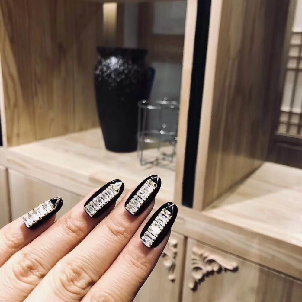 5 шт. камней роскошный дизайн ногтей циркон камень Золотая цепочка прямоугольник