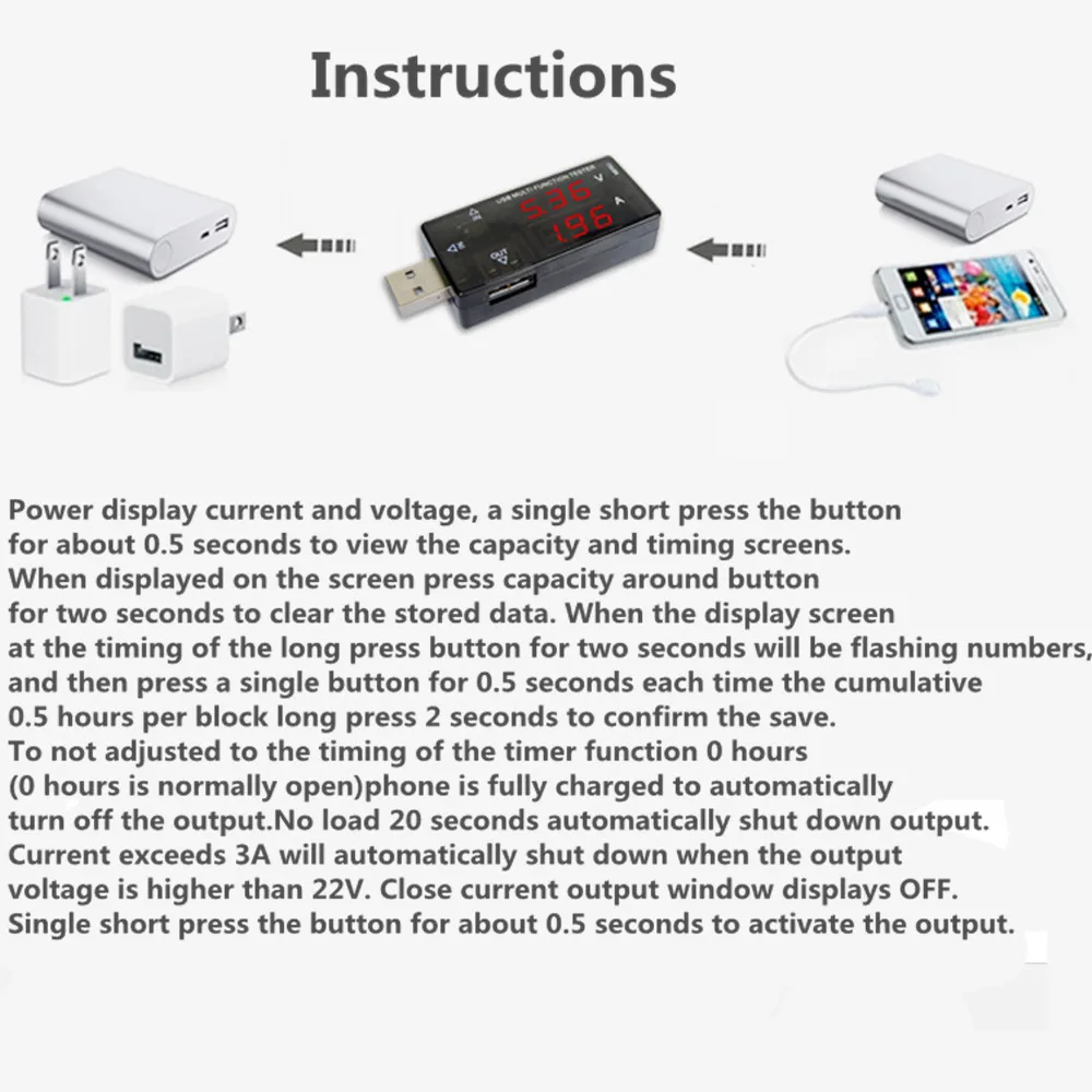 Многофункциональный USB тестер с цифровым дисплеем 4-30 в миниатюрный измеритель