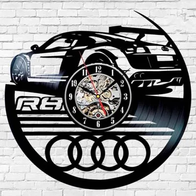 Car Logo Wall Clock Modern Design for Living Room 3D Decorative Hanging Vintage Vinyl Record Clocks Wall Watch Home Decor Silent - Цвет: 9