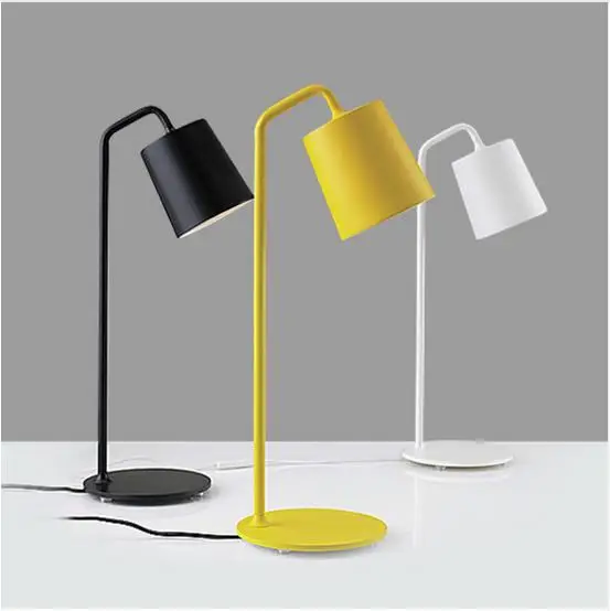 

Modern minimalist metal table lamp for living room bedroom study office,yellow white black wrought iron bedside reading lamp