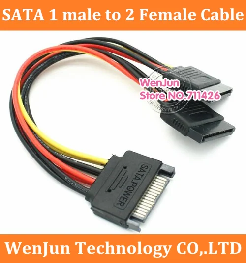 

Новый SATA 15 контактный жесткий диск питания штекер к 2 Женский сплиттер Y 1 к 2 Удлинительный кабель -- 50 шт./партия