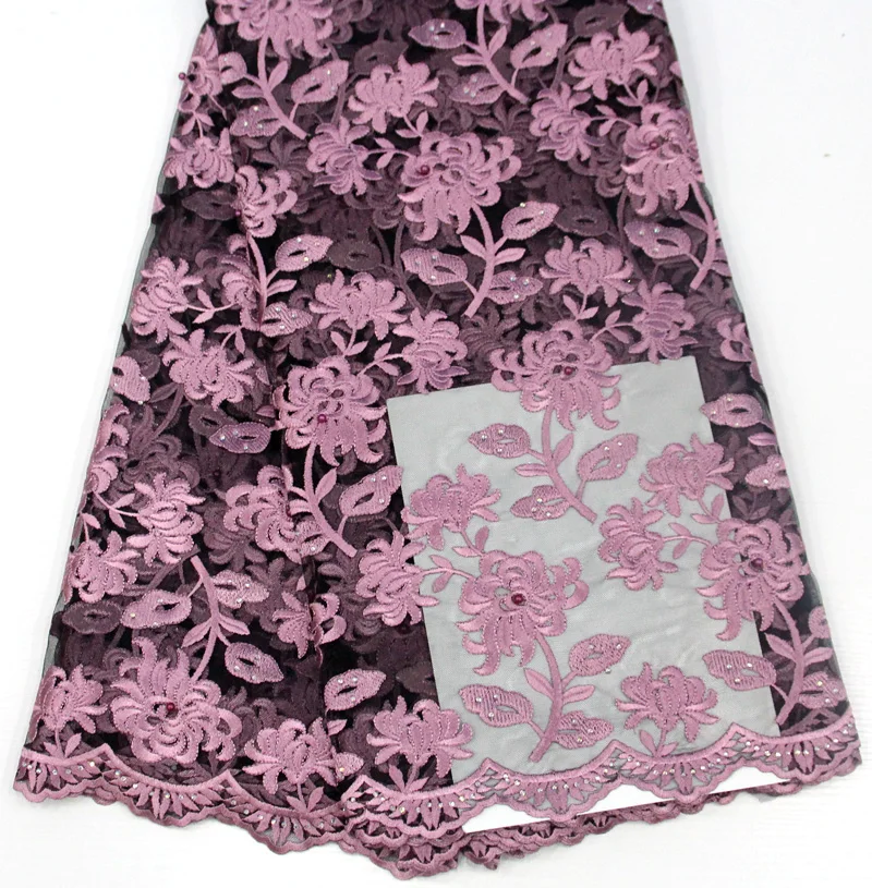 Tissu dentelle сетки французский чистая кружевной ткани с бисером и камнями синего