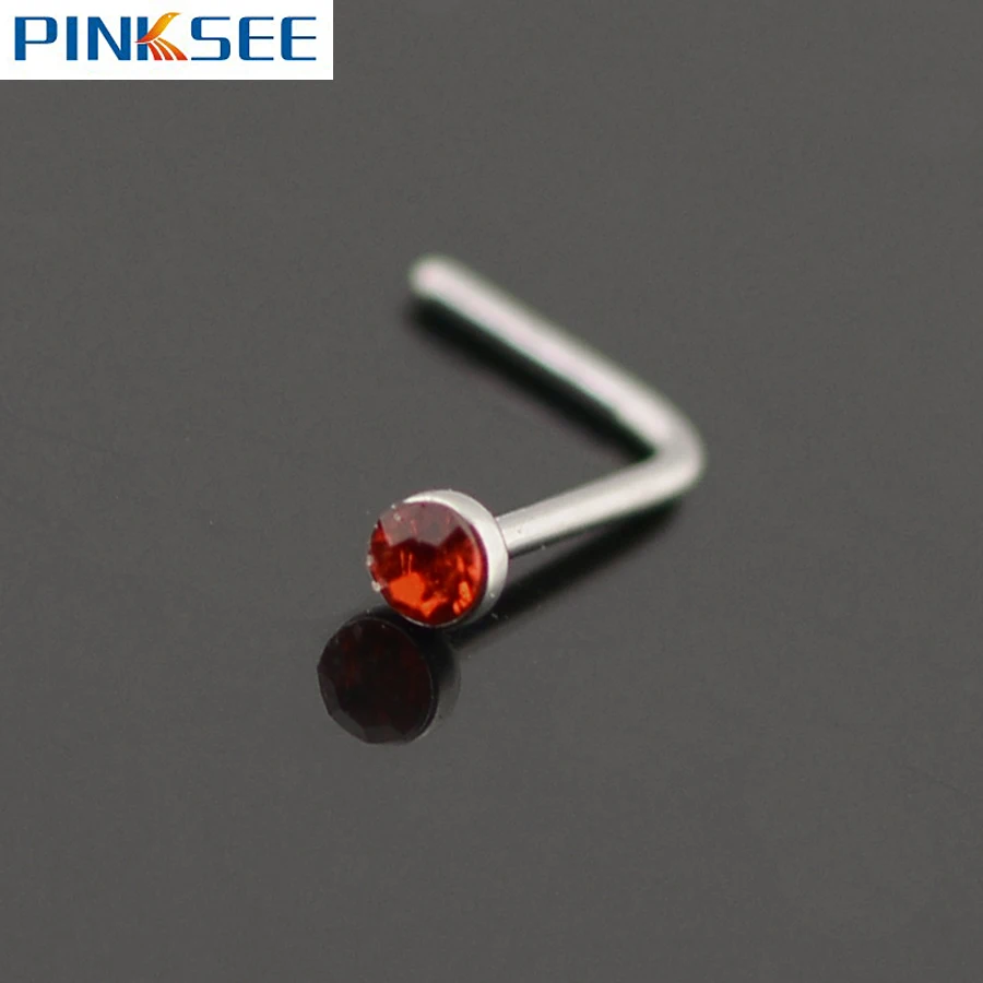 Женские Кольца для пирсинга носа 5 шт. из нержавеющей стали в форме L с имитацией