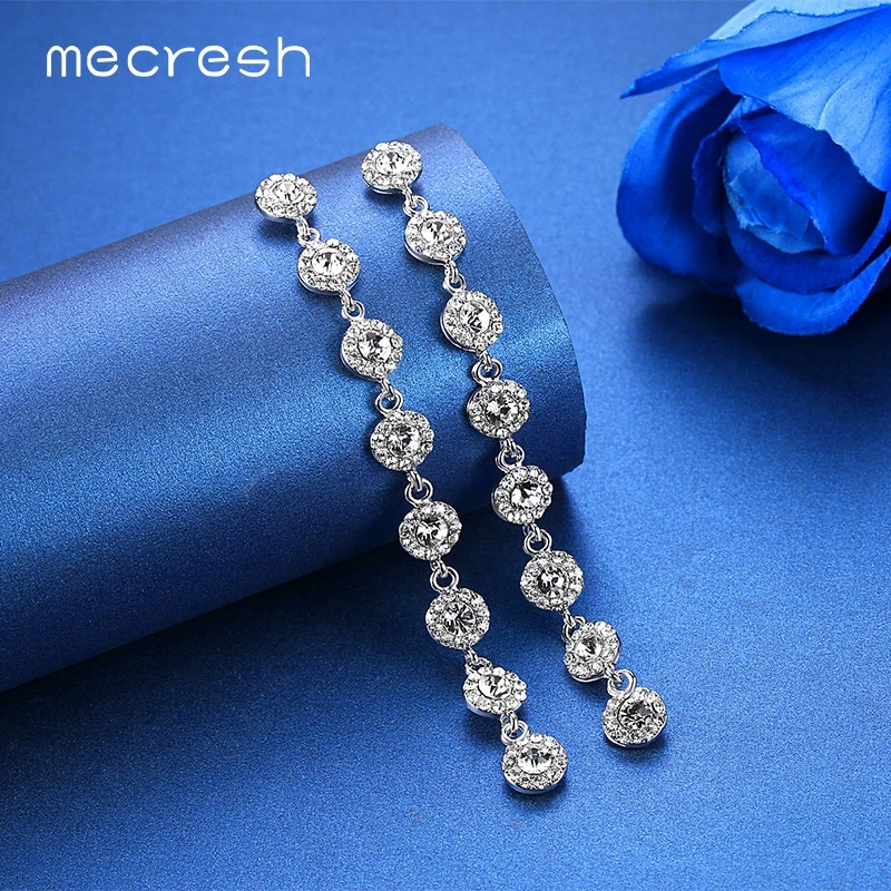 Женские длинные серьги подвески с кристаллами серебристого цвета|long earrings|long earrings