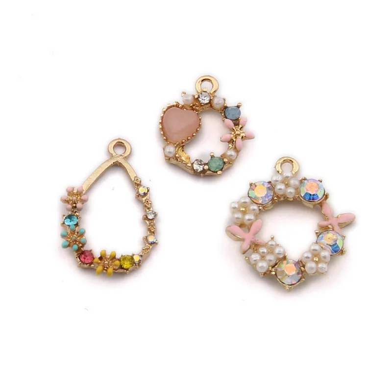 Новейшие красочные хрустальные стразы подвески эмалевый сплав 30 шт полые