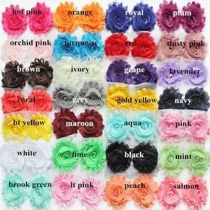 20 ярдовпартия, 2,5 дюйма, потрепанная шифоновая цветок, розовый цветок из шифона для аксессуаров для повязок на голову